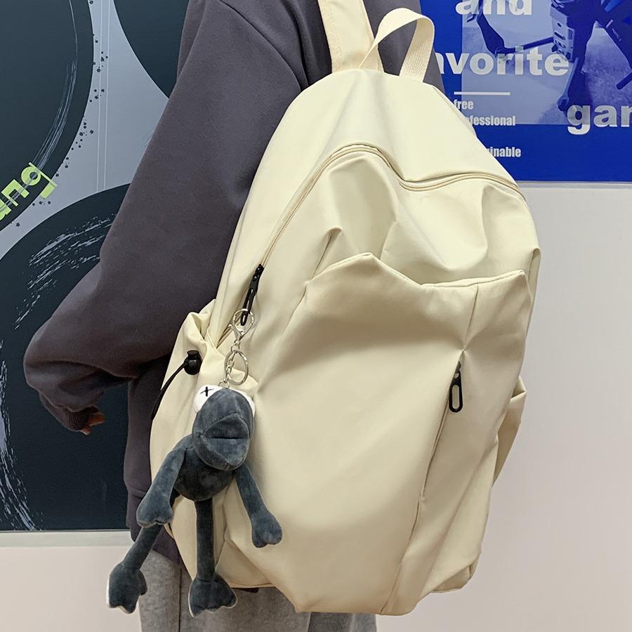 Schoolbag Simple Large Capacity Ins Solid Color Computer Backpack University High School Schoolbag Mori Department Campus Canvas Backpack Men and