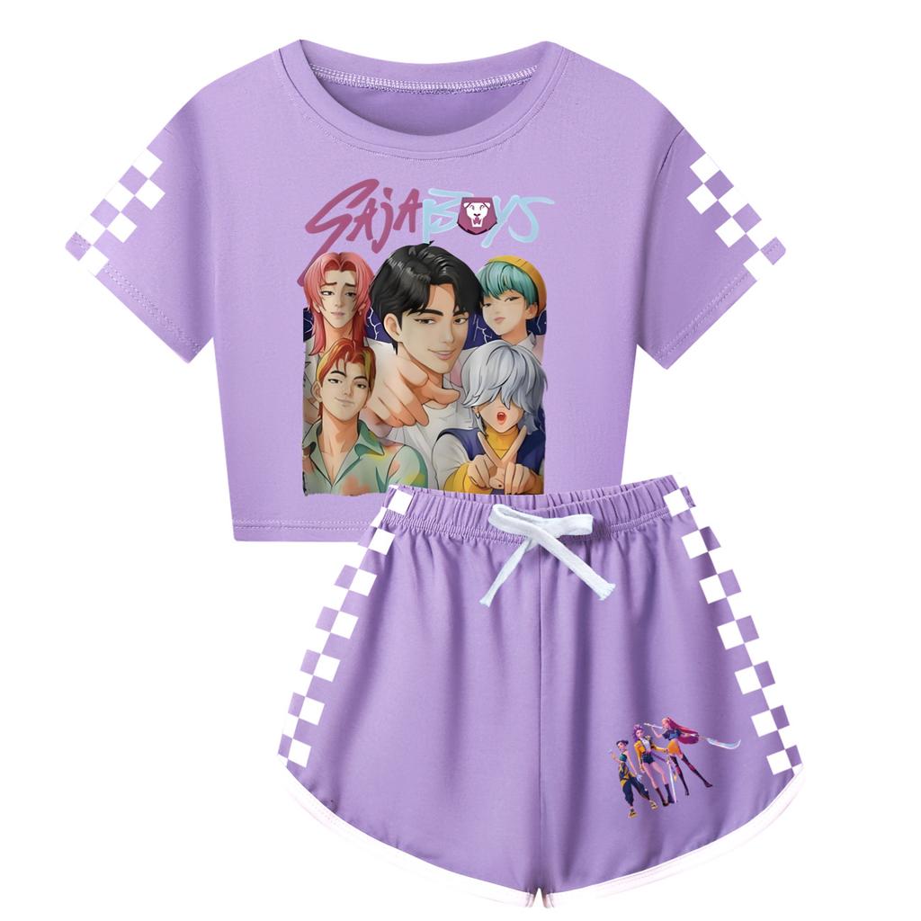 Kpop Witch Hunt Summer Boy Girls Cute Comfortable Soft Printed Half Body Short Sleeved Shorts Set