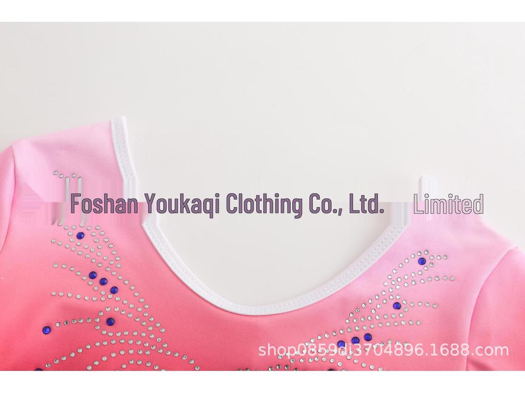 In-Stock Rhinestone Gymnastics Leotard & Gradient Headpiece for Girls' Ballet & Dance Exams
