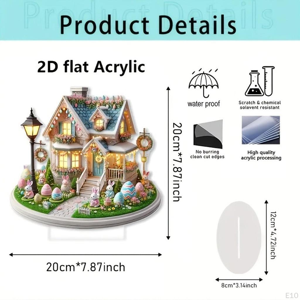 2D Easter Bunny Egg Decoration Acrylic Sign Collectibles Friend Gift Flat Desktop Ornament for