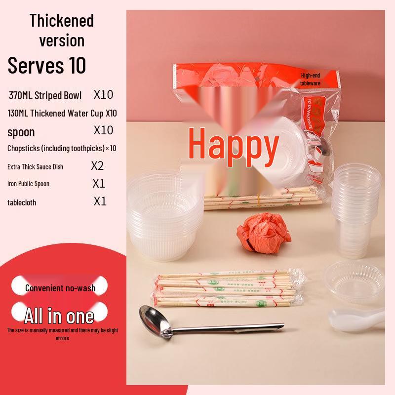 

OIMG Thickened Disposable Plastic Tableware Set