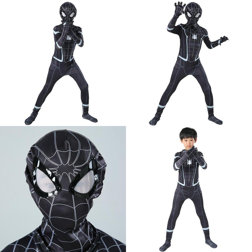 Stunning Black Spider-man Homecoming Cosplay Costume With Breathable Material For Kids And Adults