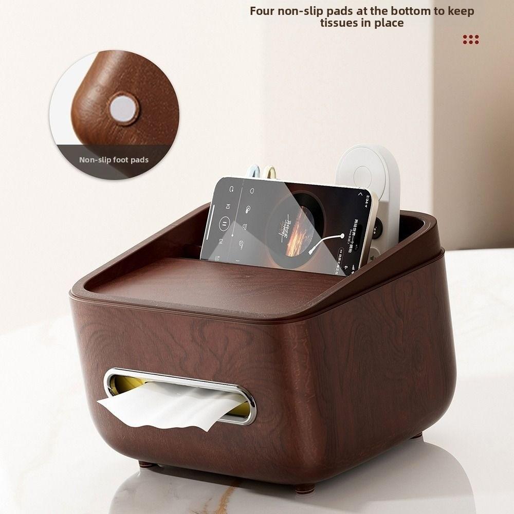 Partition Storage Multifunctional Tissue Box Dustproof Desktop Organizer Remote Control
