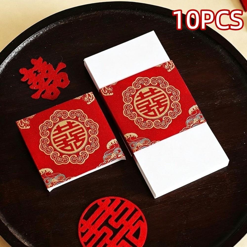 10pcs Gold Stamping Money Paper Sealing Strip Traditional New Year Red Packet Birthday