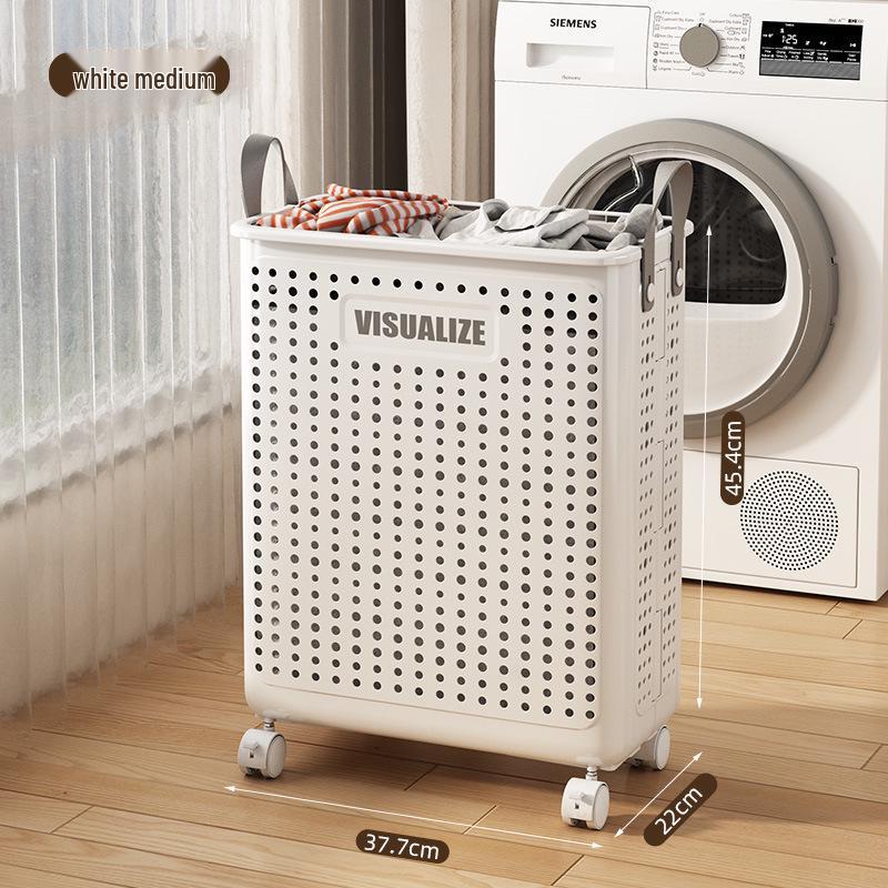Foldable Laundry Hamper: Large Capacity Floor-Standing Clothes Storage Basket for Bathroom or Household Use.