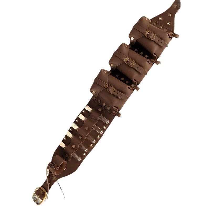 Medieval Steampunk Vintage Leather Belt Cosplay Knight Halloween Costume Accessories Fanny Pack