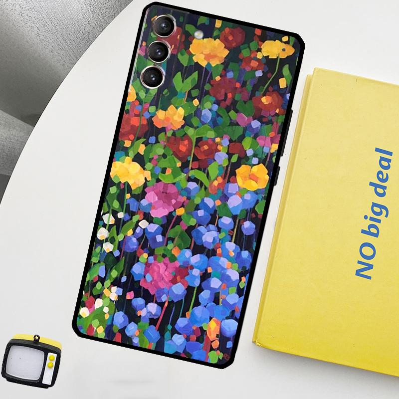 Colourful Flower Painting Art Funda For Samsung Galaxy S22 Ultra S23 FE S9 S10 Note 10 Plus Note 20 Ultra S20 S21 FE Case