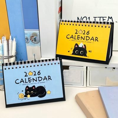 Katzen Schreibtischkalender 2026 Niedlicher Desktop Steh-Klappkalender mit Cartoon