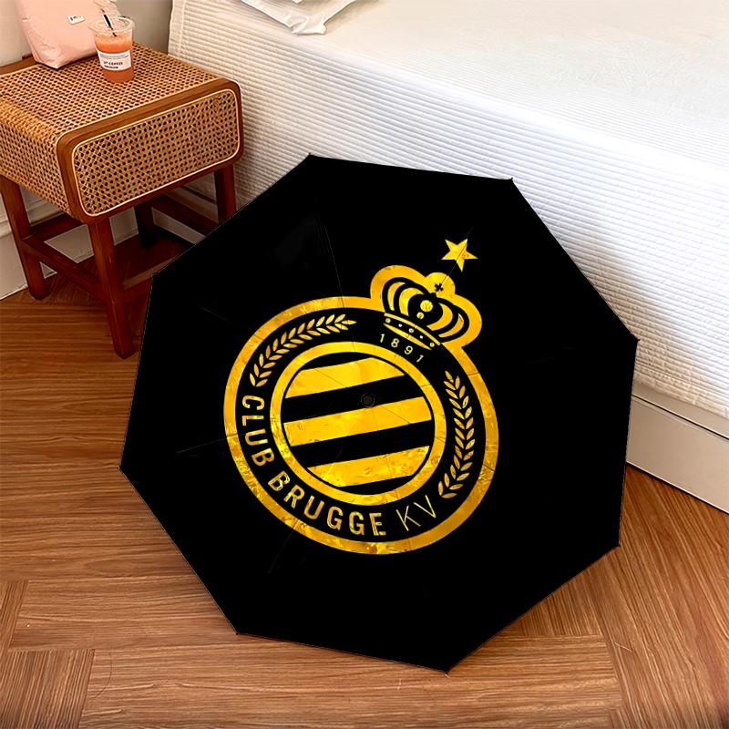 1 PC Automatic Folding Umbrella - Club Brugge K.V Pattern, Portable & Foldable Design with 8 Ribs, Christmas Birthday Gifts