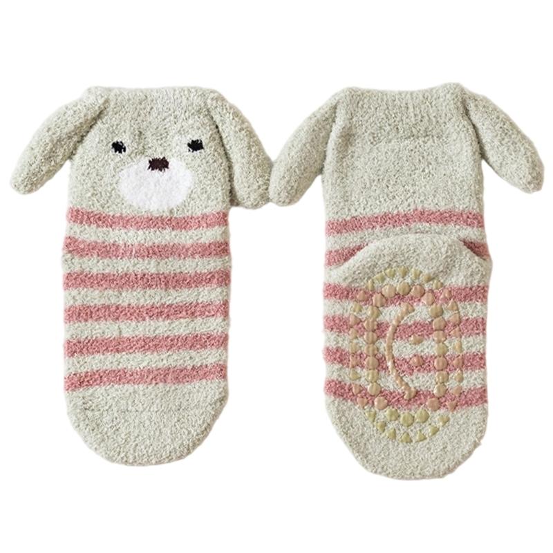 1 Pair Warm Infant Walking Socks Nonslip Bottom Cute Puppy Pattern Cosy Footwear For Cold Weather 0 to 3 Years