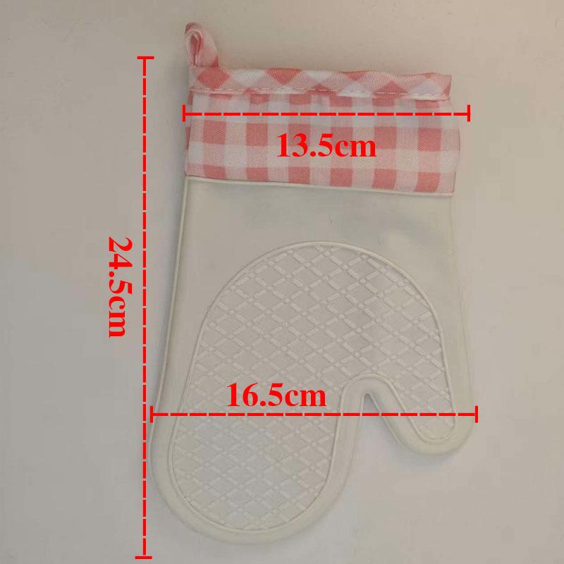 Pink Plaid Thickened Anti-Scald Gloves with Silicone Grip – Non-Slip, Heat-Resistant for Microwave and Baking