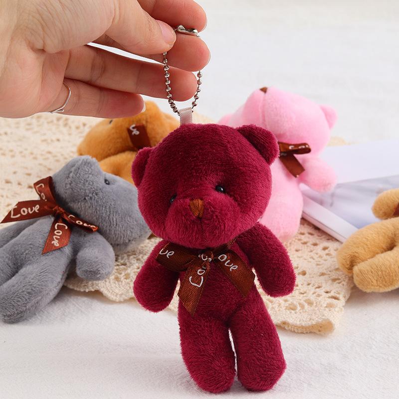 1pc Plush Bear Keychain Soft Stuffed Toys Cute Mini Teddy Bear Plush Doll For Girl Bag Pendant Key Ring Wedding Party Decoration