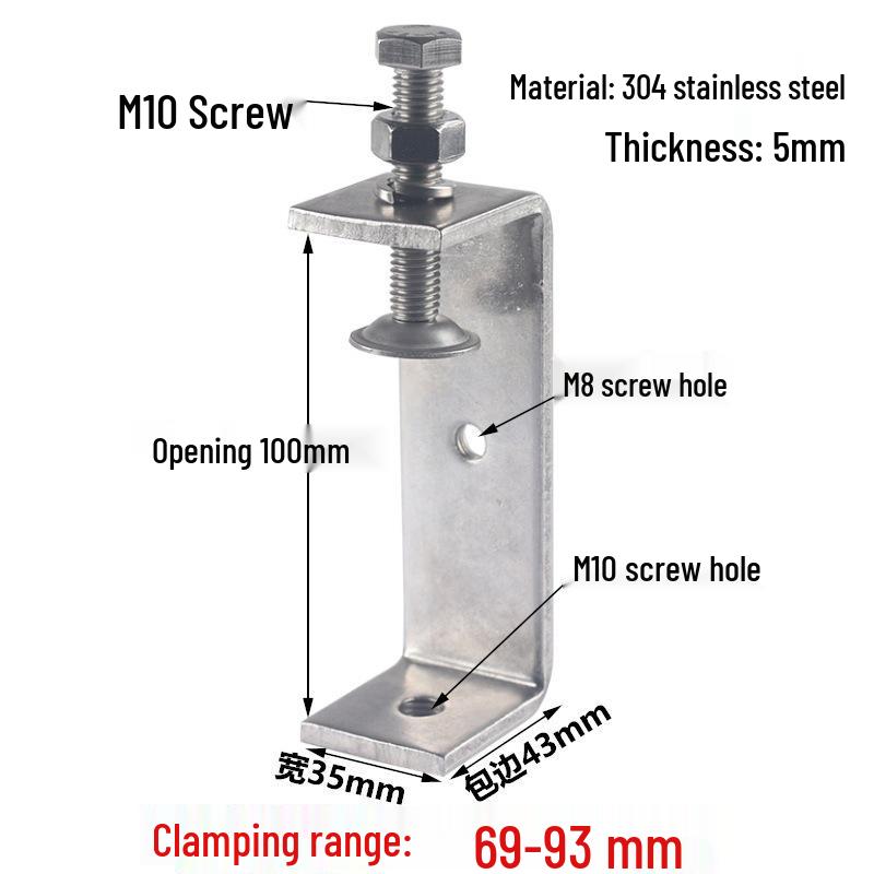 304 Stainless Steel Tiger C-Clamp U-Shaped Fixture with Hand-Tightened Eyebolt