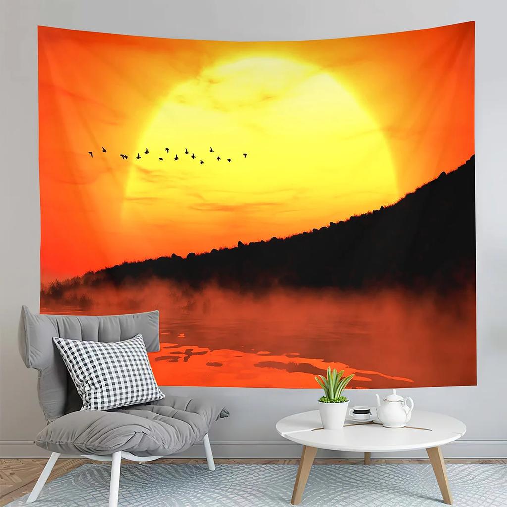 Beach Waves Tapestry Sunset Scenery Tapestry Minimalist Art Tapestry Home Living Room Dorm Bedroom Aesthetics Decor Tapestries