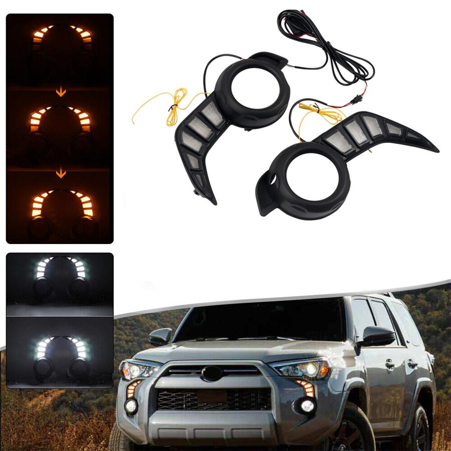 2x LED Daytime Running Light Fog Turn Signal Lamp Cable For Toyota 4Runner 14-22