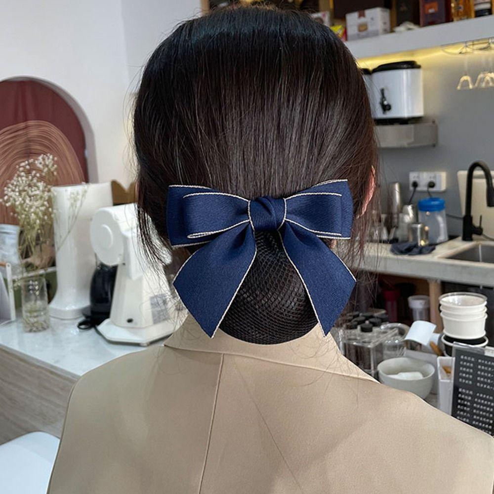 For Girls Nurse For Female Bow Spring Clip Ponytail Clip Korean Bun Snood Hairgrips Cover Net