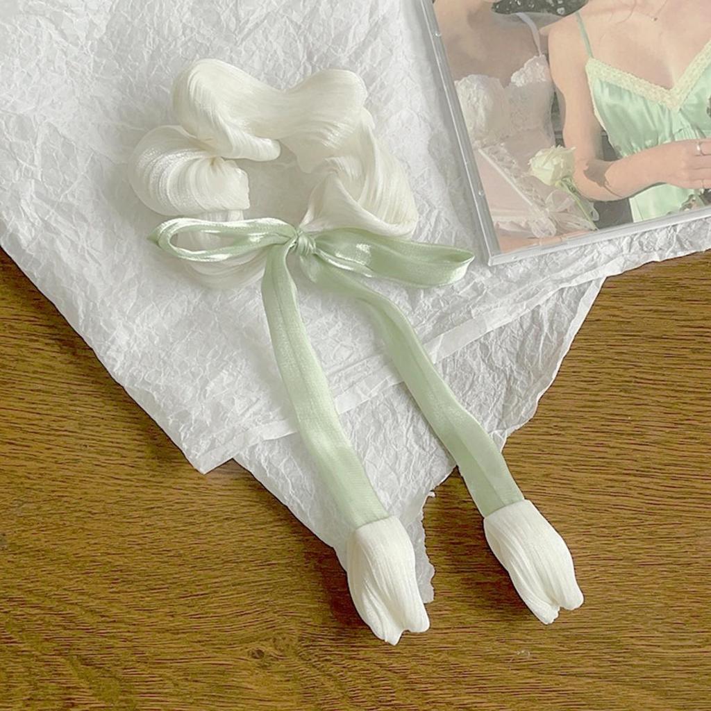 Cute Tulip Flower Large Intestine Scrunchie for Girls Sweet Head Ornament Headband Ribbon Hair Tie Fashion Hair Accessories