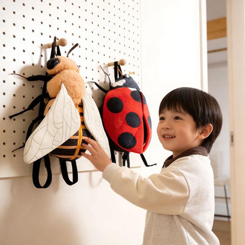 Cross-Border Cartoon Insect Plush Shoulder Bag: Ladybug & Bee Backpack