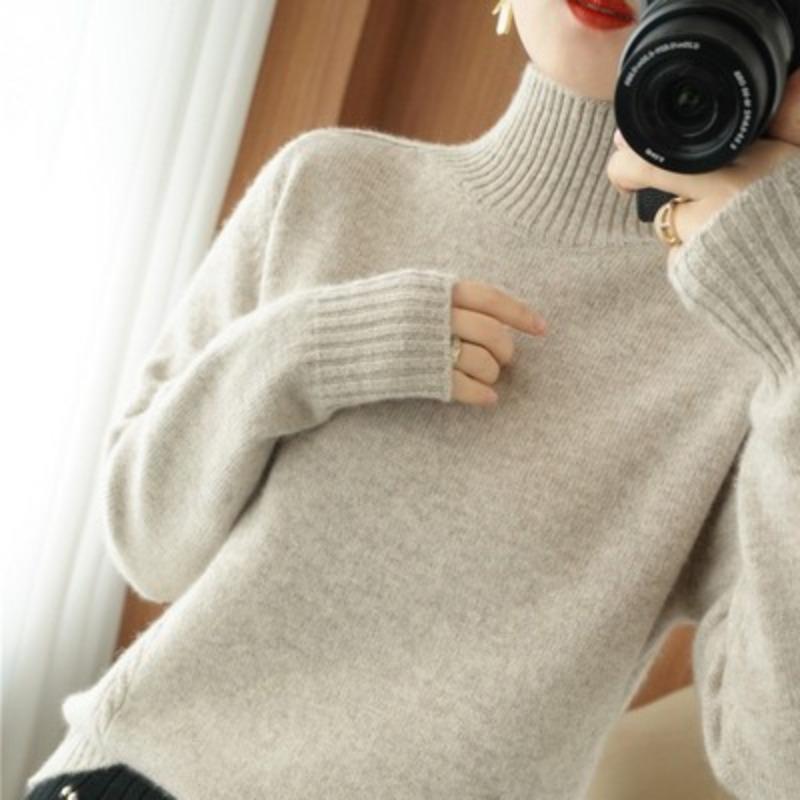 Turtleneck Sweater Women's New Autumn and Winter Thickened Loose and Versatile Soft Waxy Warm and Thin Early Autumn Knitted Bottoming Shirt