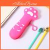 Kids Silicone Pencil Case With Cute Cat Paw Pattern Portable School Stationery Storage