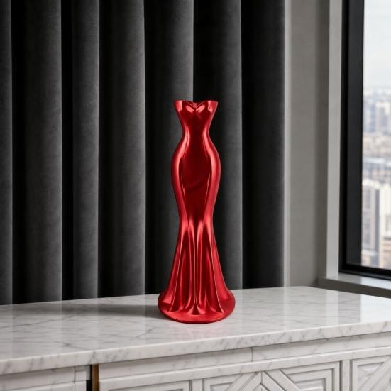 Elegante Kleiderförmige Vase, 3D-gedruckter minimalistischer Blumenhalter, Moderne dekorative Knospenvase für Wohnzimmer, Eingangsbereich, Schminktisch, Heimdekoration