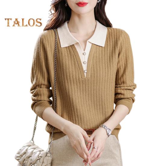 Женский свитер из двух частей с лацканами и длинным рукавом облегающий повседневный топ осенне-зимний эластичный трикотажный топ кофейный 1847₽