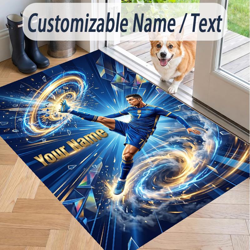 Custom Text Printed Rug Cristiano Ronaldo Non Slip Floor Carpet For Home Room Decor