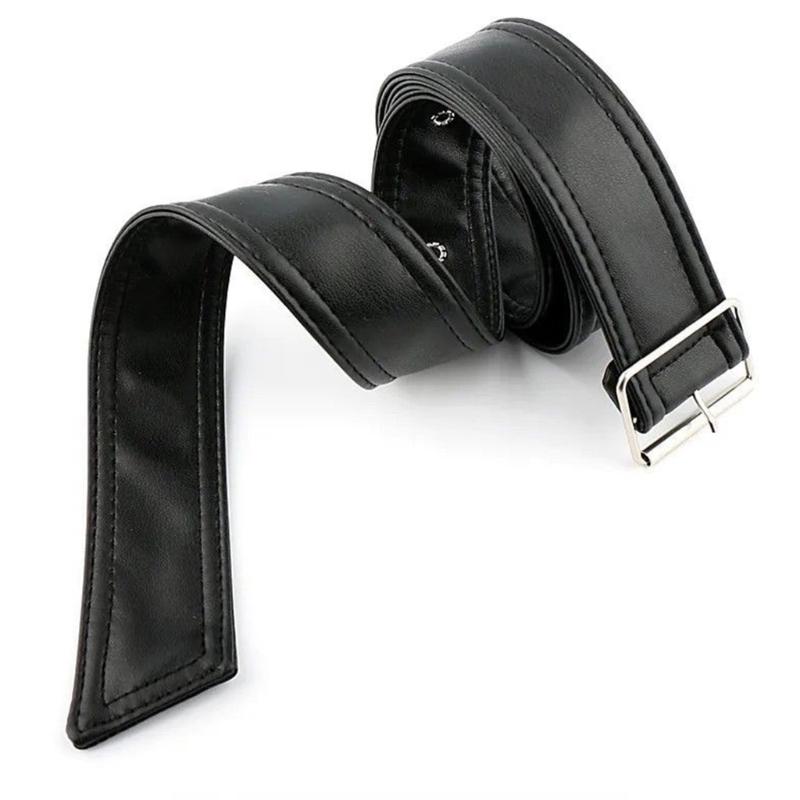 Fashion Black PU Belt Flexible Waist Strap With Secure Buckles Adults Teens Multi Size Comfortable Waist Belt
