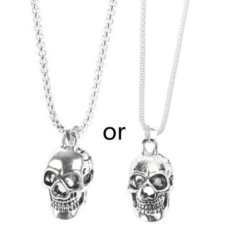 Pendentif Collier Tête de Mort en Acier Inoxydable Punk Rapper Homme Collier Tête de Mort Gothique Personnalisé Cadeau en Acier Inoxydable