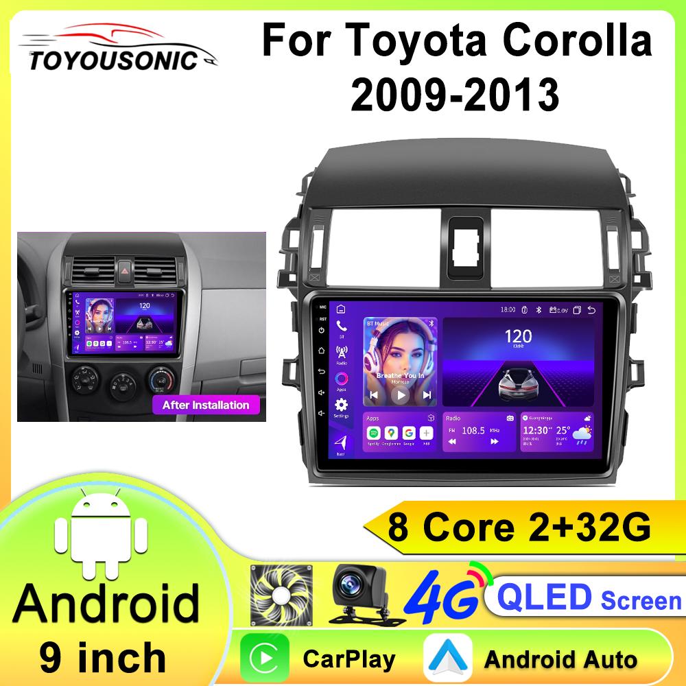 Android 13 Carplay Auto For Toyota Corolla E140/150 2007 2008 2009 2010 2011 2012 2013 Car Radio Multimedia Player GPS Stereo