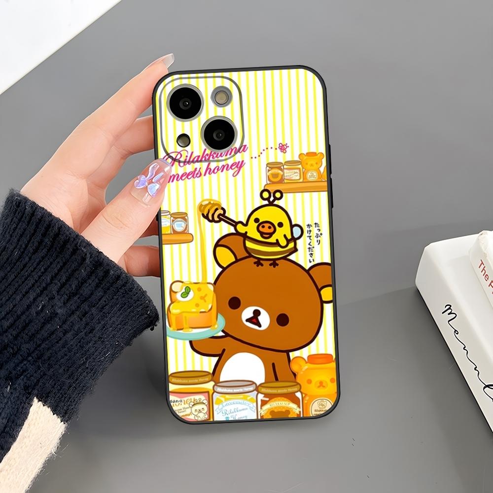 Cute Rilakkuma Bear Phone Case For Iphone 16 Plus 15 14 Pro Max 13 Mini 11 12 Xr X Xs 6 7 8 SE Plus Back Cover