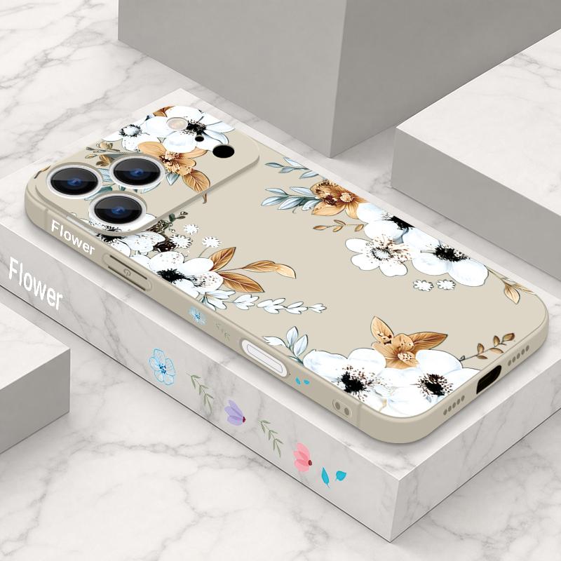 Lanyard Case For iPhone 17 Pro Max Black White Rose Flowers Soft TPU Silicone Phone Cover For iPhone 16 15 14 13 Pro Max 17E