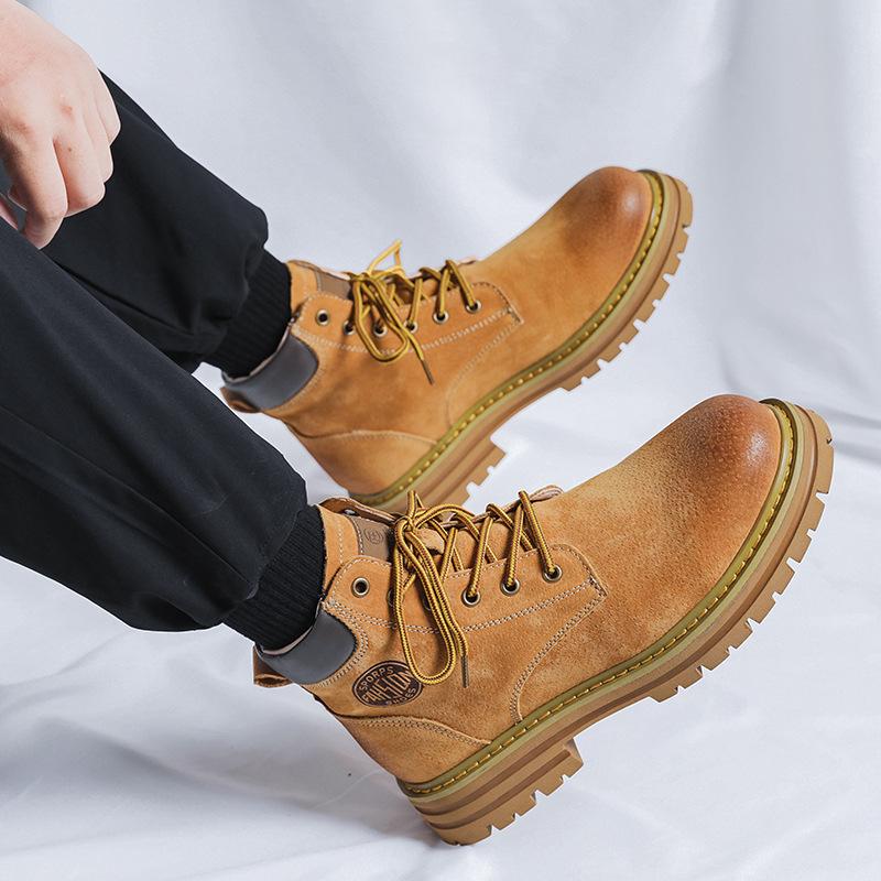 Martin boots men's 2024 new high-top rhubarb boots winter British style tooling velvet cotton shoes men's boots 2345-P