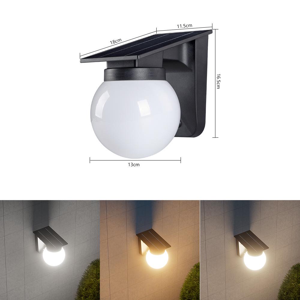 Waterproof Solar Round Ball Wall Light for Outdoor Garden, Balcony, Courtyard, and Fence Decoration