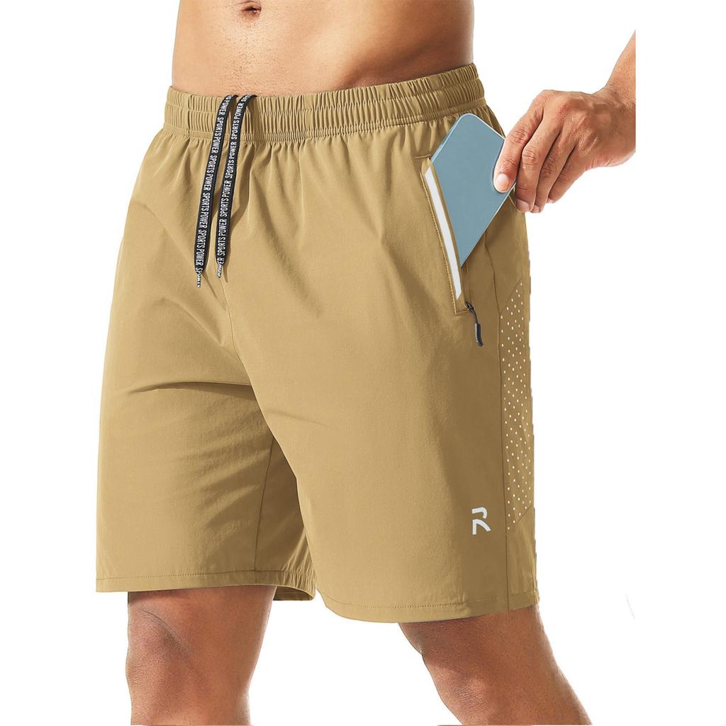 Pantalones Cortos Deportivos Ligeros de Secado Rápido Transpirables Casuales para Hombre con Cintura Elástica y Bolsillo con Cremallera