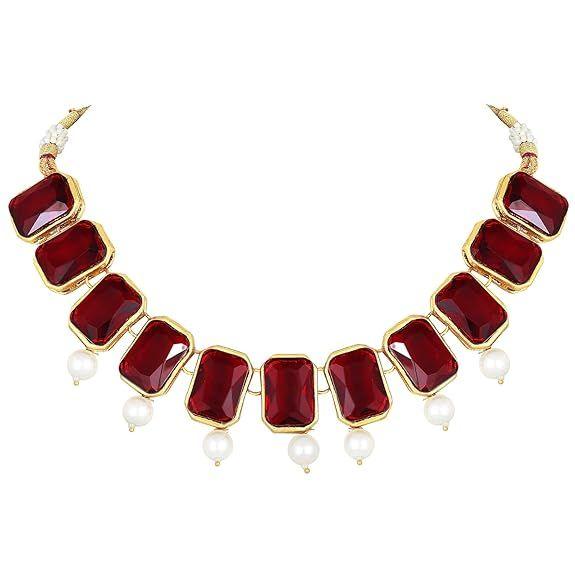 Traditional Jewellery Crystal Pearl Necklace Earring Jewellery Set for Women