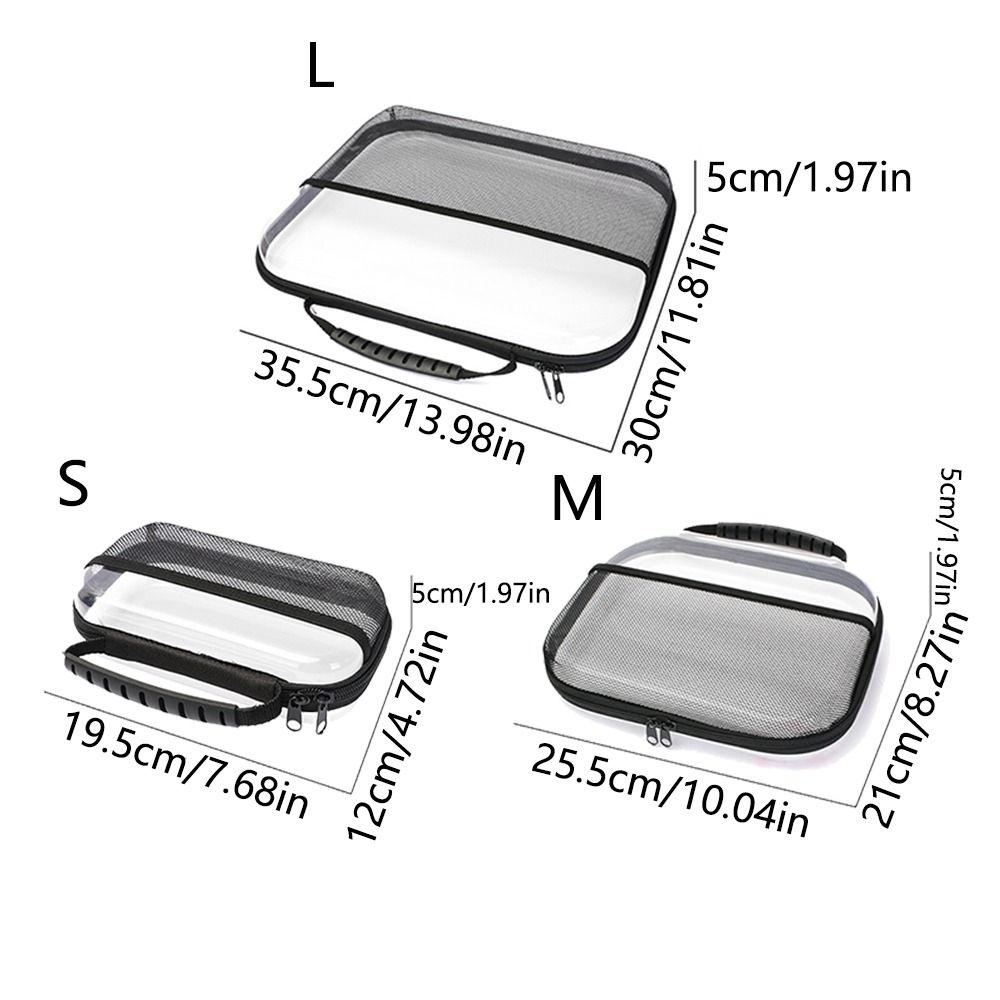 Front Mesh Pocket Toiletries Packaging Bag Transparent Zippered Hard Pouch Small Items