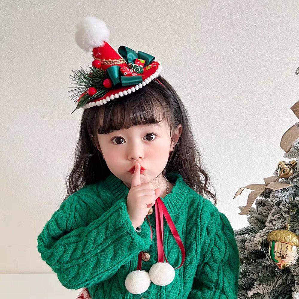 

Christmas Formal Hat Children Christmas Hair Clip Bowknot Christmas Hat Headband Girls Style 3