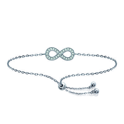 [M9970] - Brățară din argint „Infinity” albă (placată cu rodiu) - 15x7 mm