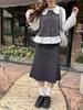 Autumn 2025 Women's Elegant Patchwork Doll Collar Shirt - Chic, Age-Defying Long Sleeve Top