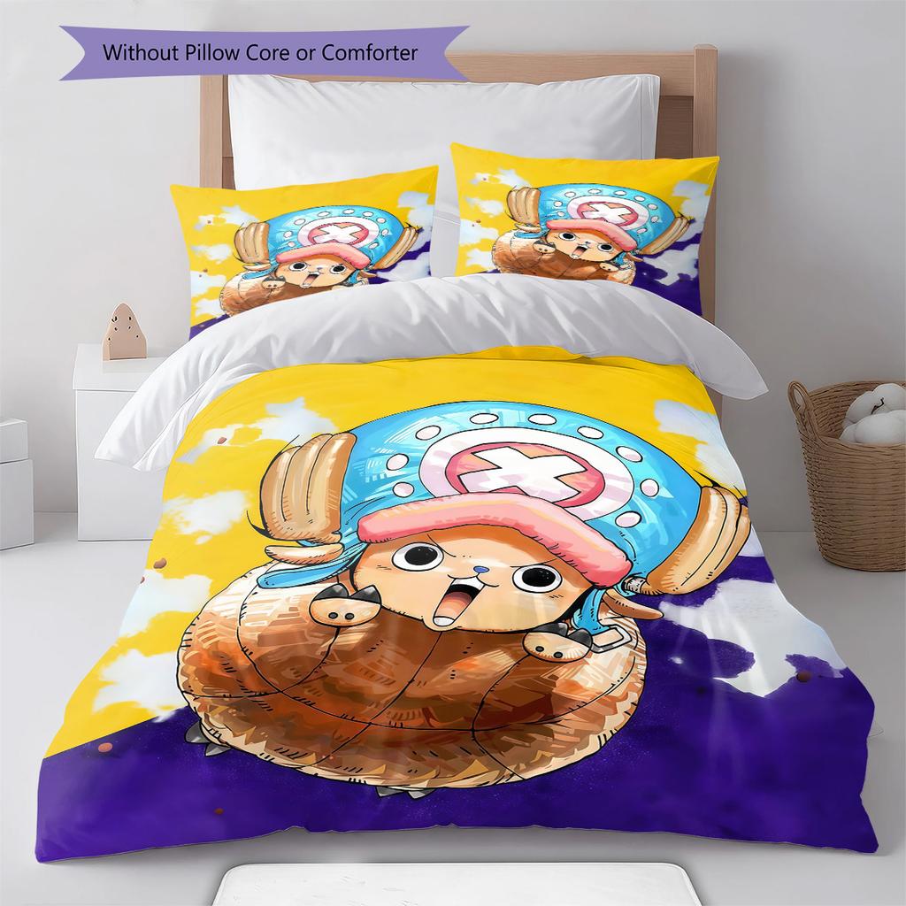 Ensemble de literie motif Tony Tony Chopper Couette Housse de couette Taie d'oreiller Maison Cadeau d'anniversaire(1 housse de couette + 2 taies d'oreiller, sans garniture.)
