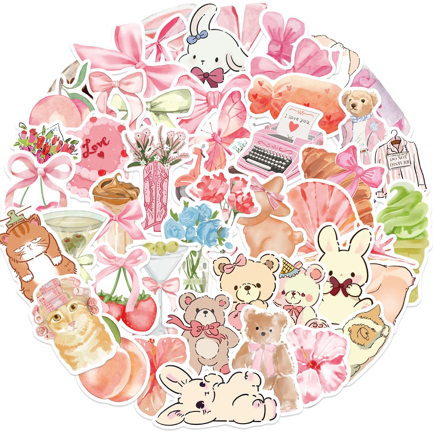 

50 Cartoon Hand-painted Pink Bear Life Graffiti Stickers Decorative Guitar Notebook Suitcase DIY Waterproof