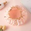 2Pcs Double-Layer Shower Caps, Gold Foil Printed, Soft Stretch Reusable Waterproof Caps for Bathroom and Daily Use