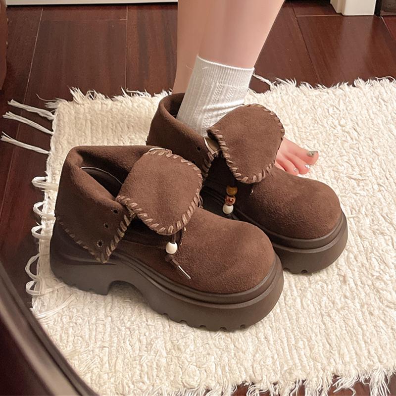 Fashion Flats Platform Women Ankle Boots Suede Dress Designer Shoes Casual Cozy Sport Boots 2025 Winter Fashion Chelsea Botas Para Mujer