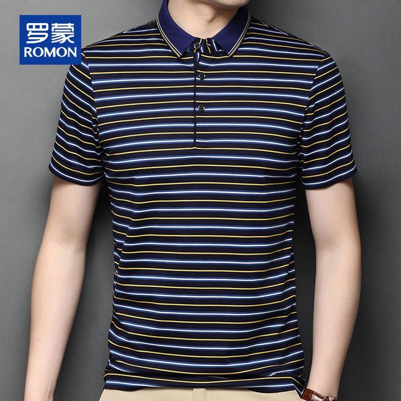 ROMON Men's Lyocell & Silk Blend Striped Short-Sleeve T-Shirt
