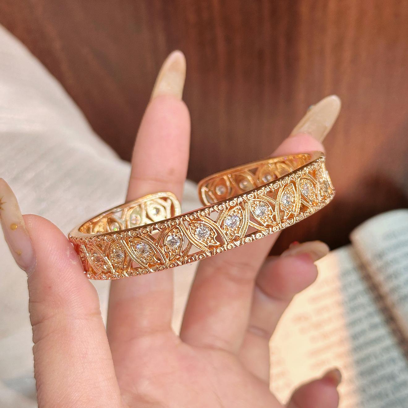 Итальянский блестящий кружевной полый кружевной браслет простой браслет в стиле инстаграм бриллиантовый браслет