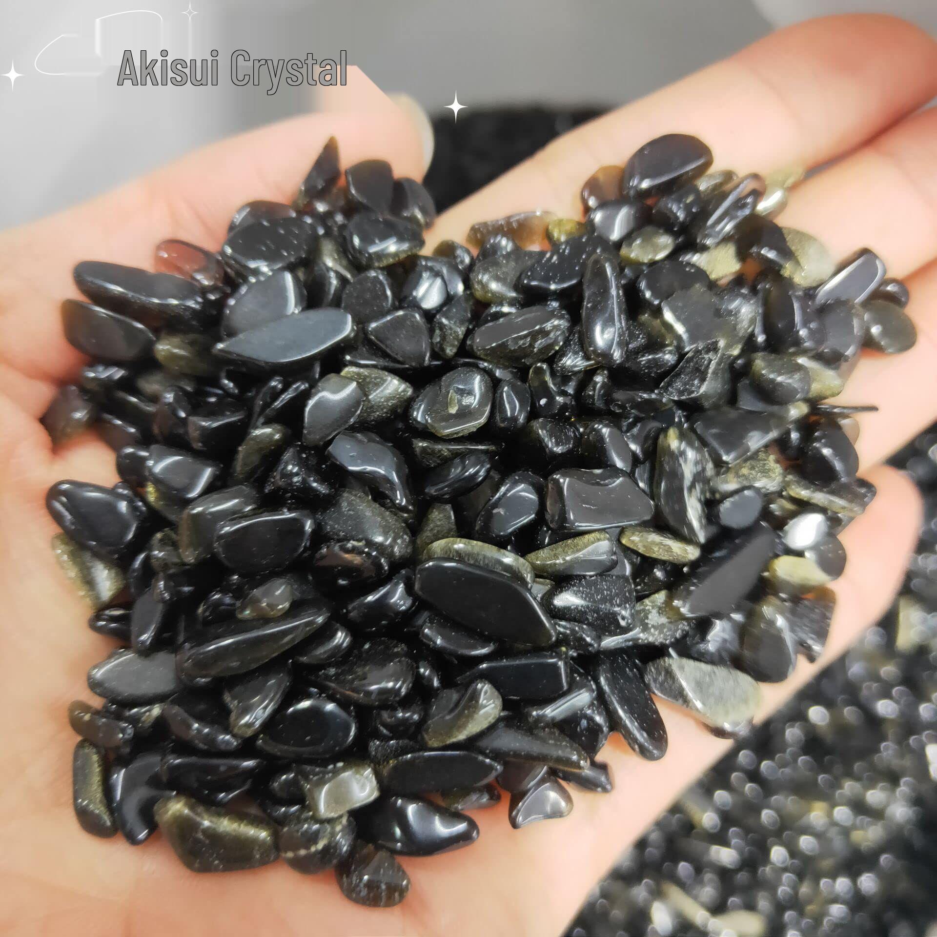 

Natural Gold Obsidian Stones for Aquarium, Landscape, Flower Pot Decoration, and Purification, Demagnetization Stone 9-12mm