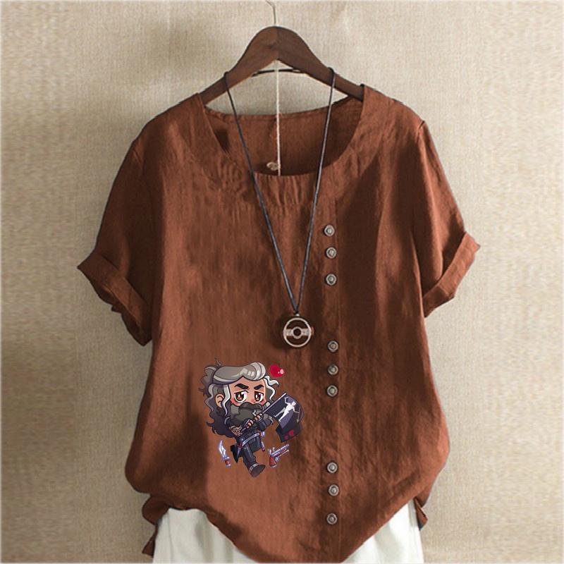Women's Fashion Soft Boy Prined Short Sleeve T-shirt Loose Cotton Shirt Casual Loose Summer Blouse Tops Plus Size