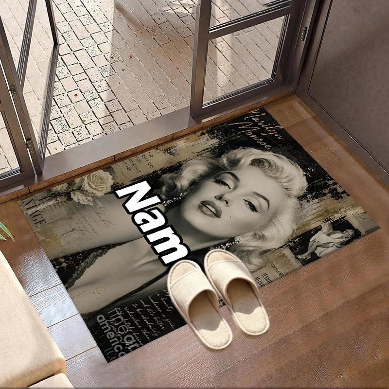 Custom Name Personalized Marilyn Monroe Print Carpet, Versatile Home Decor Rug, for Playroom, Apartment, Balcony, Entryway, Hallway Gift