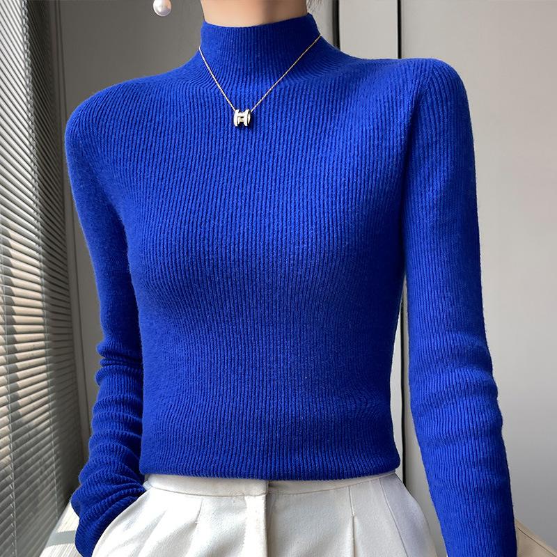 YYFS Women's Fashion Casual Solid Color Print Autumn Winter Long Sleeve Half Turtleneck Sweaters